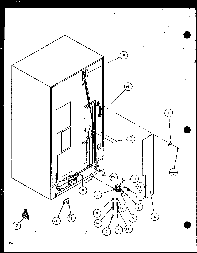 CABINET BACK Diagram and Parts List for SCDE25J P7870104W Amana Refrigerator