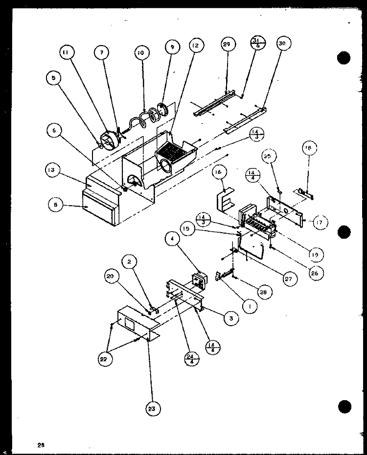 ICE BUCKET AND ICE MAKER Diagram and Parts List for SCDE25J P7870104W Amana Refrigerator