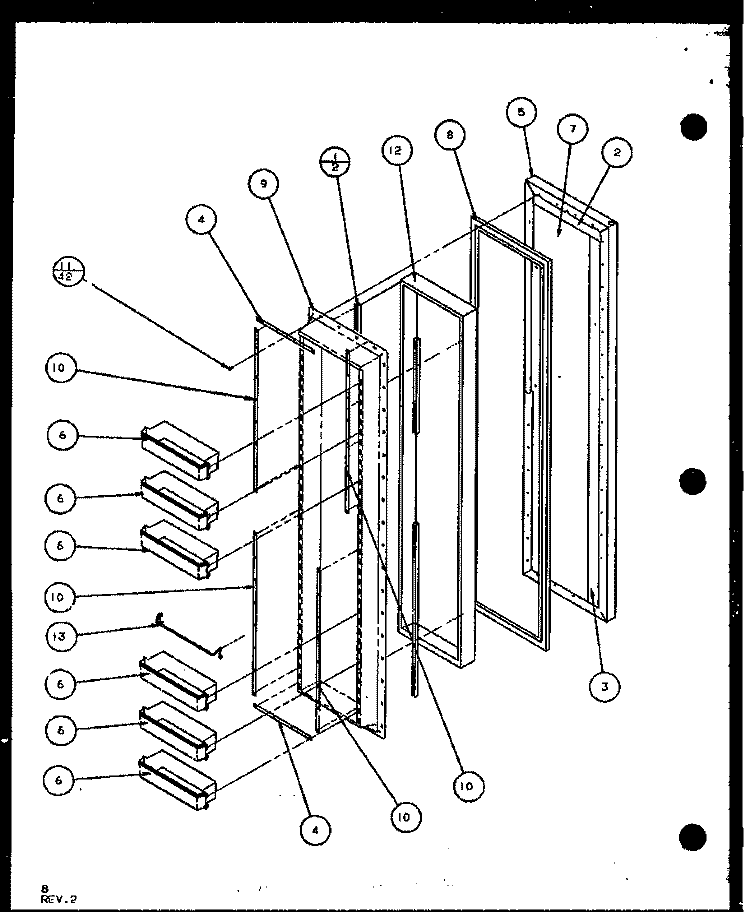 FZ DOOR Diagram and Parts List for SL22JB P1104031W Amana Refrigerator
