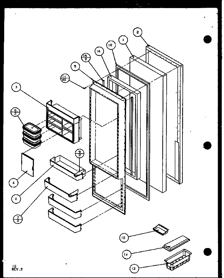 REF DOOR Diagram and Parts List for SL22JB P1104031W Amana Refrigerator