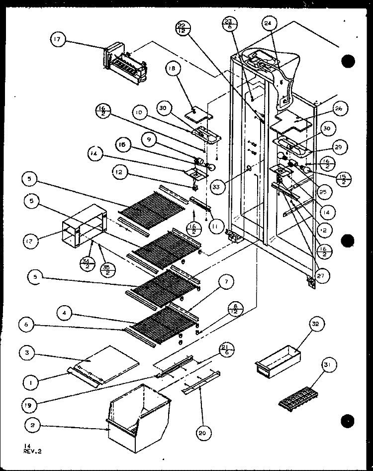 FZ SHELVING AND REF LIGHT Diagram and Parts List for SL22JB P1104031W Amana Refrigerator