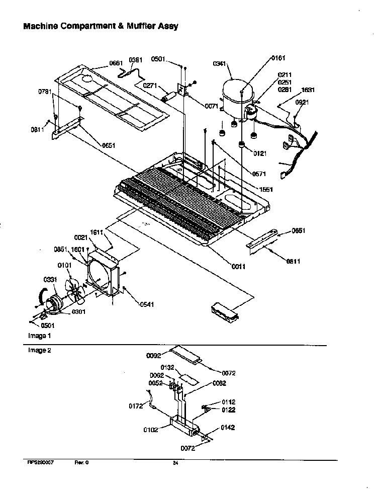 Machine Compartment & Muffler Assy Diagram and Parts List for SRDE528VW-P1320403WW  Amana Refrigerator