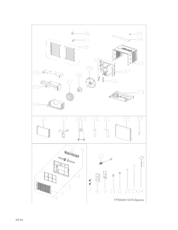 Recommended Spare Parts Diagram and Parts List for CAE8MR410A20  Crosley Air Conditioner