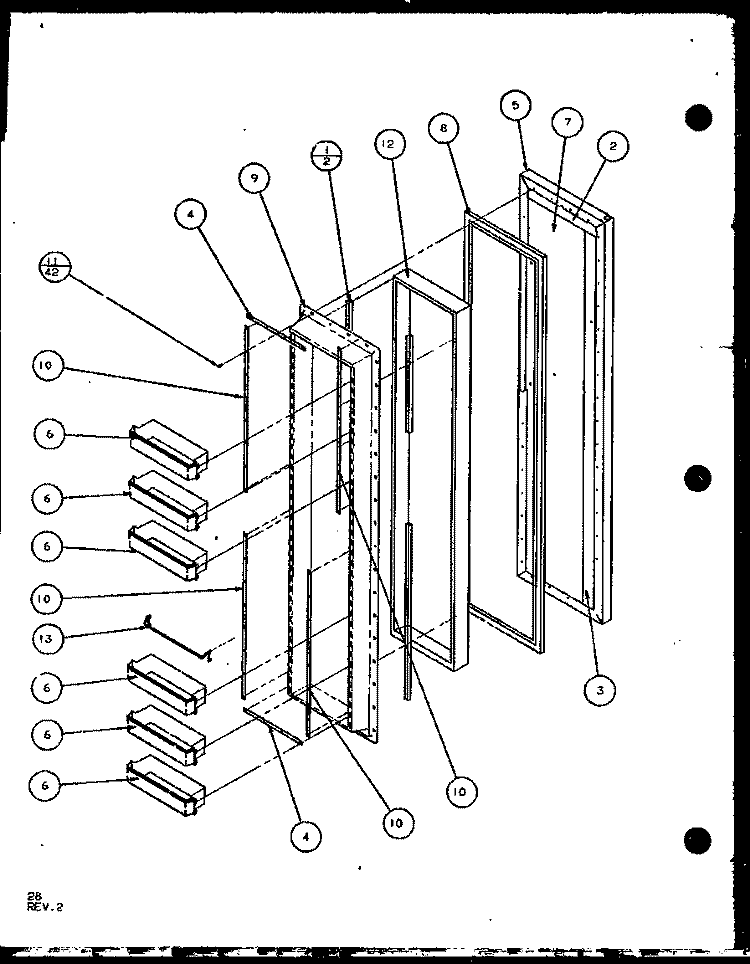 FZ DOOR Diagram and Parts List for SL25J P1104026W Amana Refrigerator