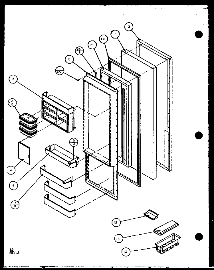 REF DOOR Diagram and Parts List for SL25J P1104026W Amana Refrigerator