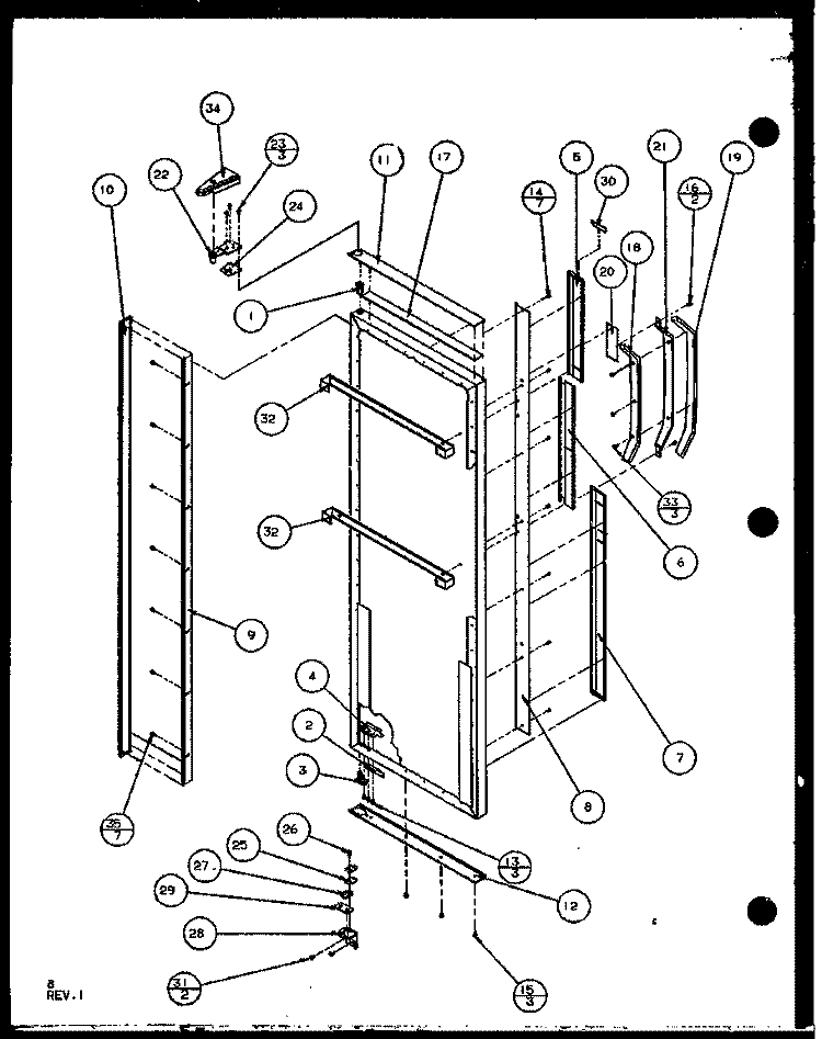 REF DOOR HINGE AND TRIM PARTS Diagram and Parts List for SC25JP P1104028W Amana Refrigerator