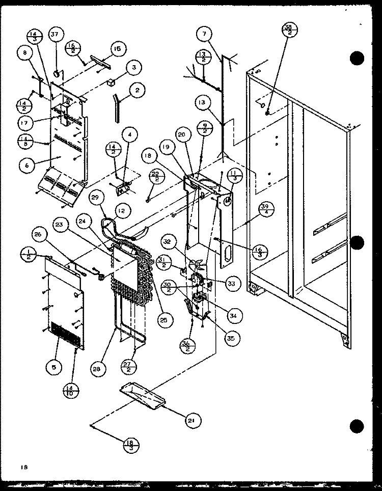 FZ EVAP AND AIR HANDLING Diagram and Parts List for SC25JP P1104028W Amana Refrigerator