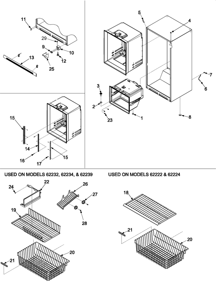 Interior Cabinet & Freezer Shelving Diagram and Parts List for ARB190RCB0  Amana Refrigerator