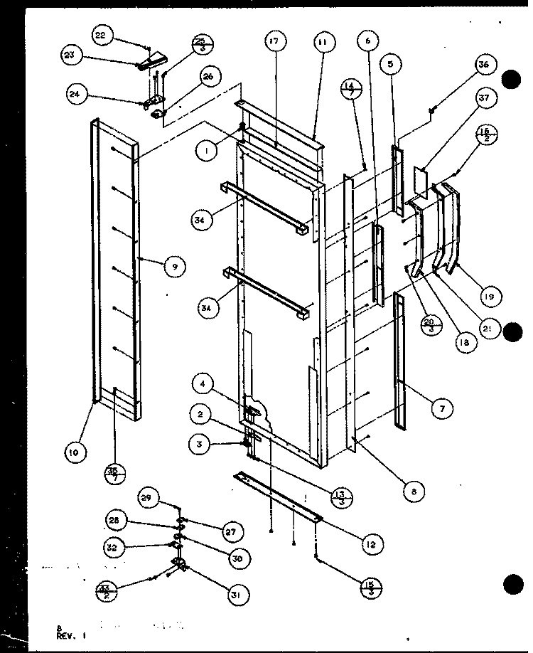REF DOOR Diagram and Parts List for SXD22J P7870119W Amana Refrigerator