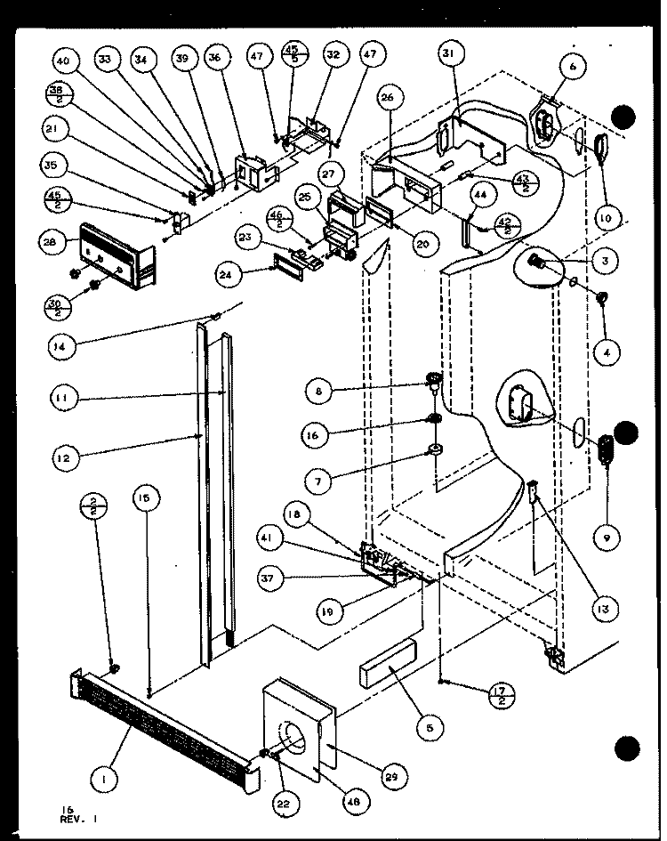 REF / FZ CONTROLS AND CABINET PART Diagram and Parts List for SXD22J P7870119W Amana Refrigerator