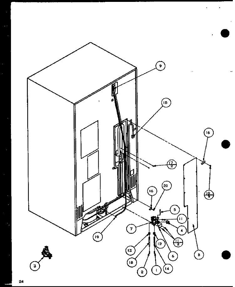 CABINET BACK Diagram and Parts List for SXD22J P7870119W Amana Refrigerator
