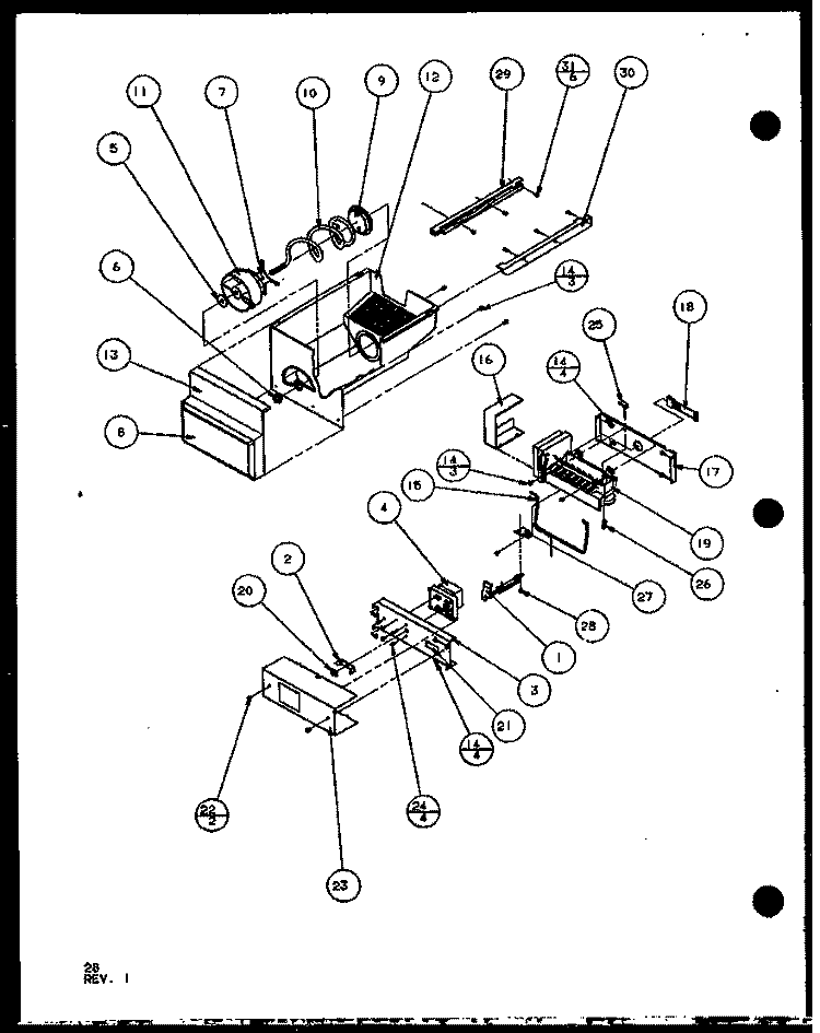 ICE BUCKET AND ICE MAKER Diagram and Parts List for SXD22J P7870119W Amana Refrigerator