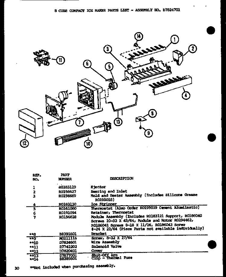 8 CUBE COMPACT ICE MAKER Diagram and Parts List for SXD22J P7870119W Amana Refrigerator