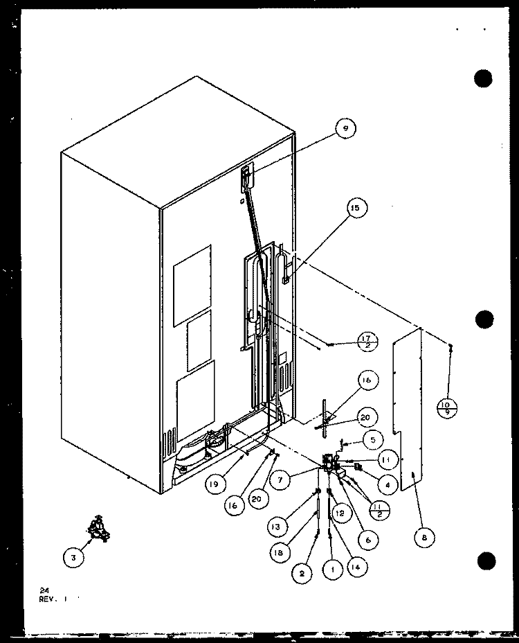 CABINET BACK Diagram and Parts List for SCD25JP P7870117W Amana Refrigerator
