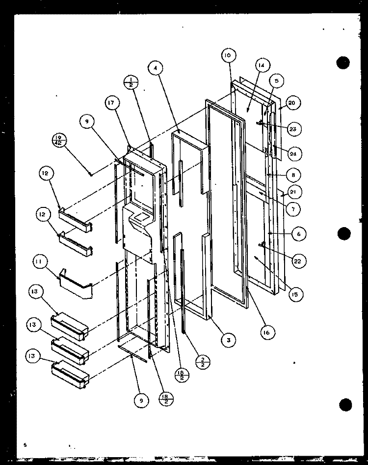 FZ DOOR Diagram and Parts List for SLD22JB P7870133W Amana Refrigerator