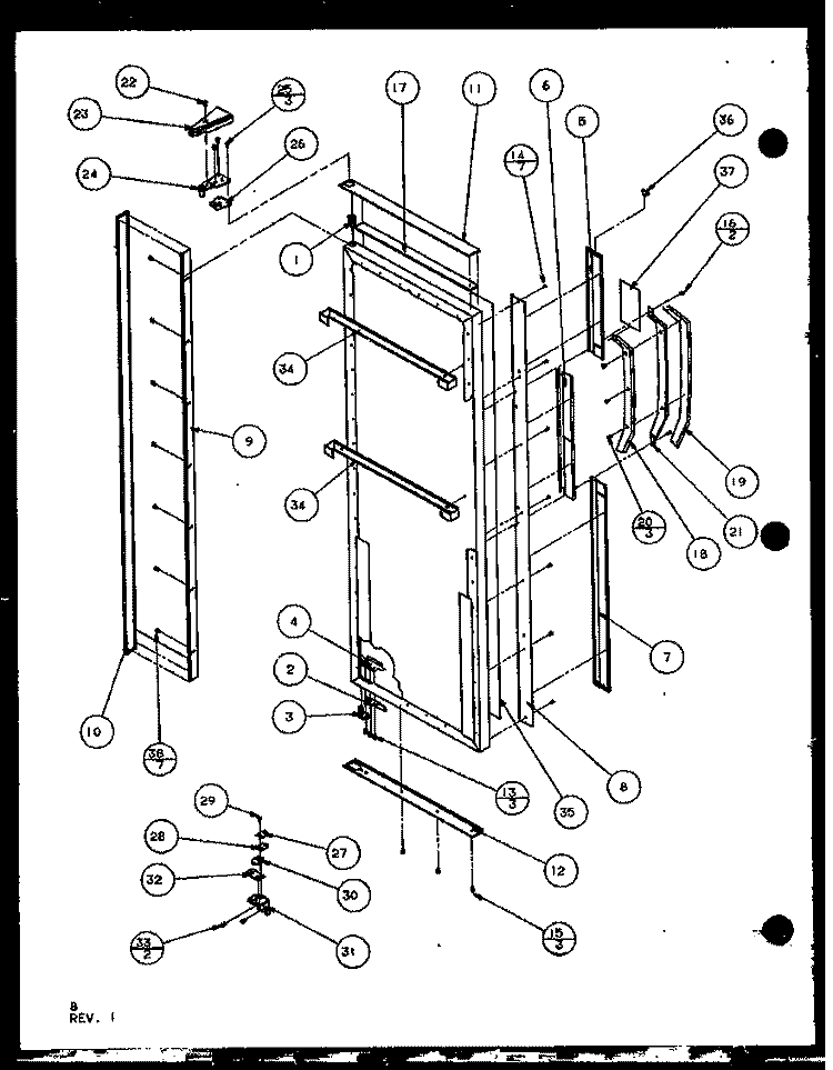 REF DOOR HINGE AND TRIM PARTS Diagram and Parts List for SLD22JB P7870133W Amana Refrigerator