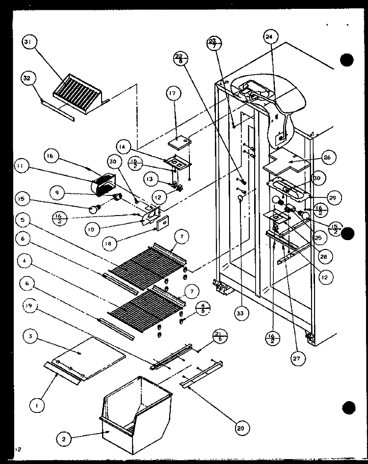 FZ SHELVING AND REF LIGHT Diagram and Parts List for SLD22JB P7870133W Amana Refrigerator