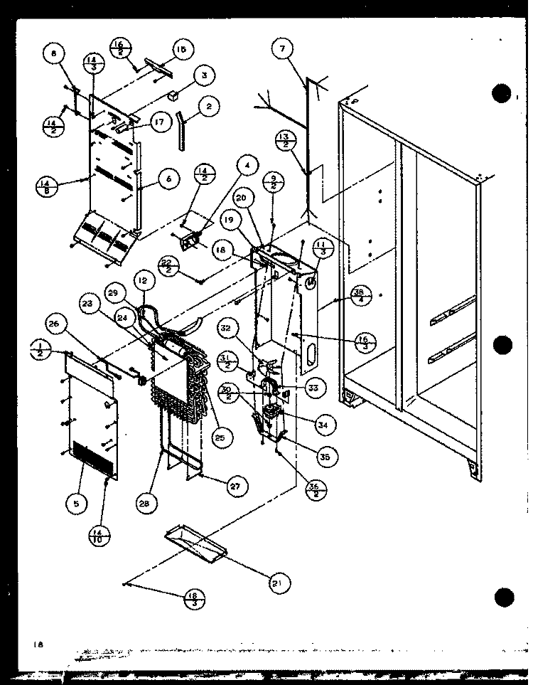 EVAP AND AIR HANDLING Diagram and Parts List for SLD22JB P7870133W Amana Refrigerator