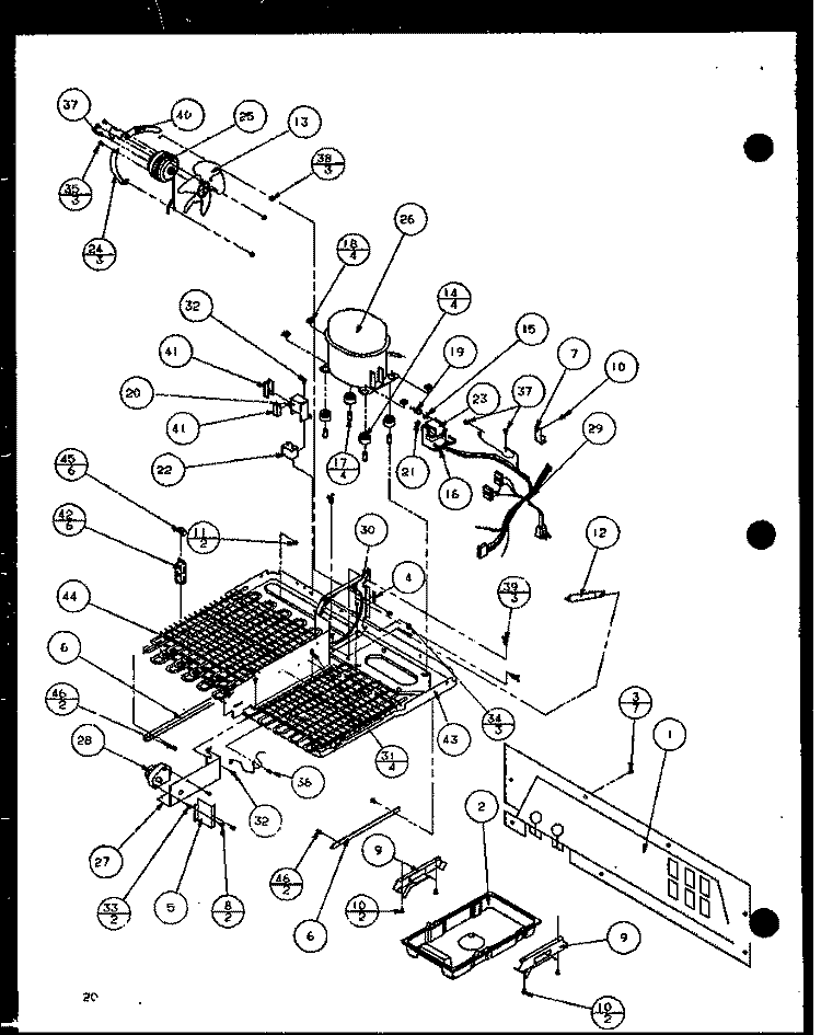 MACHINE COMPARTMENT Diagram and Parts List for SLD22JB P7870133W Amana Refrigerator