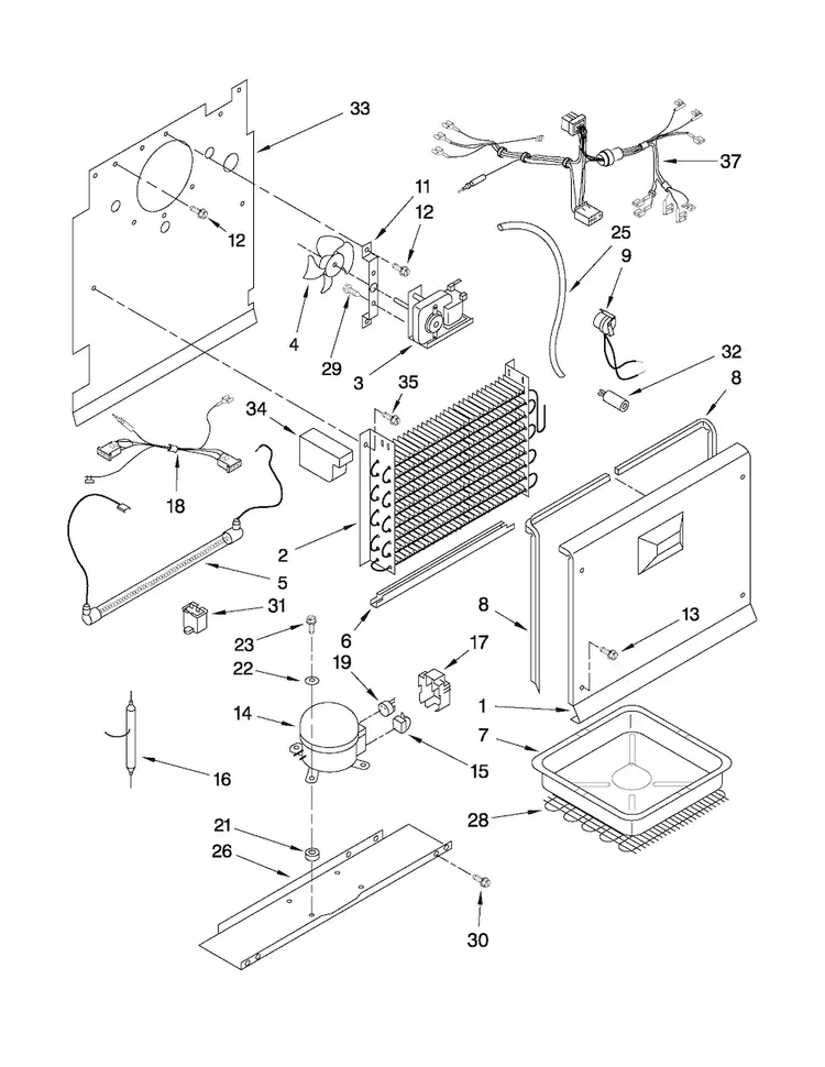 Unit Parts Diagram and Parts List for MQF1656TEW00  Maytag Freezer