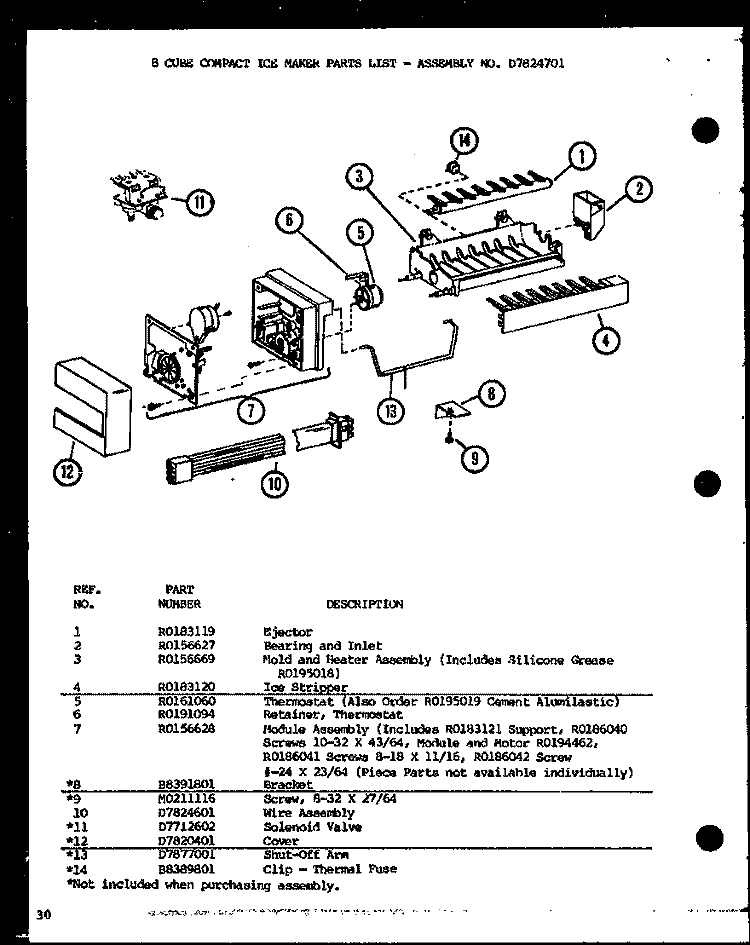 8 CUBE COMPACT ICE MAKER Diagram and Parts List for SLD22JB P7870133W Amana Refrigerator