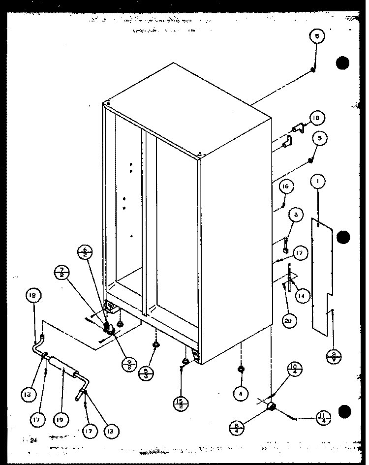 ROLLERS AND BACK UNIT Diagram and Parts List for 36071 P1108705W Litton Refrigerator