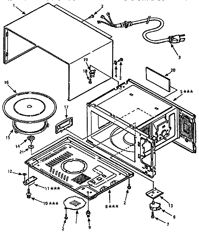 Cabinet Diagram and Parts List for 5658929190  Kenmore Microwave