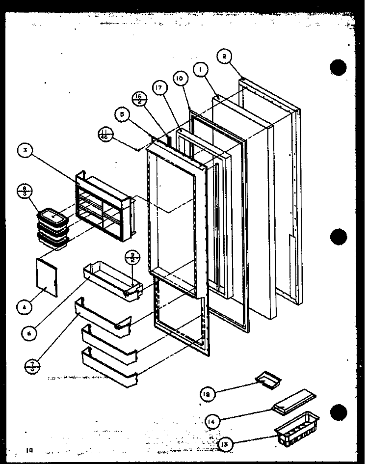 REF DOOR Diagram and Parts List for 36558 P1115403W Litton Refrigerator