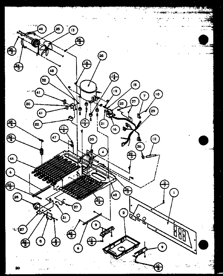 MACHINE COMPARTMENT Diagram and Parts List for 36558 P1115403W Litton Refrigerator