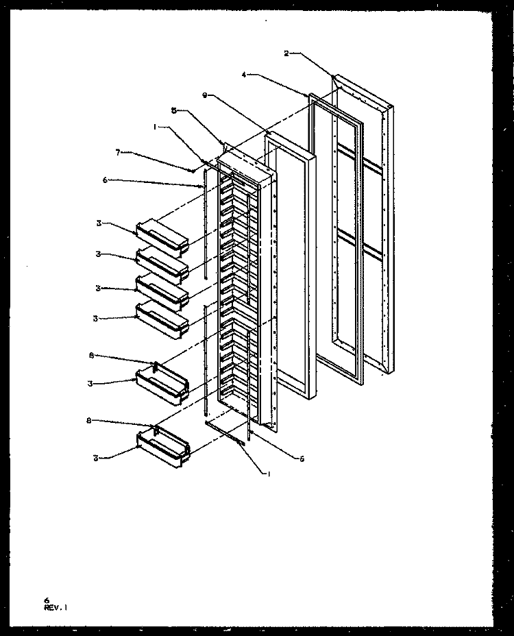FZ DOOR Diagram and Parts List for SZ25NW P1162707W W Amana Refrigerator