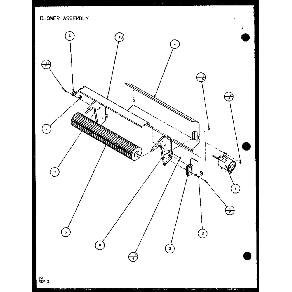 Blower Assembly 2 Diagram and Parts List for PTH12400ER P9872129R Amana Air Conditioner