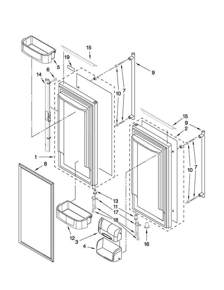 Refrigerator Door Parts Diagram and Parts List for JFC2290VPR0  Jenn-Air Refrigerator