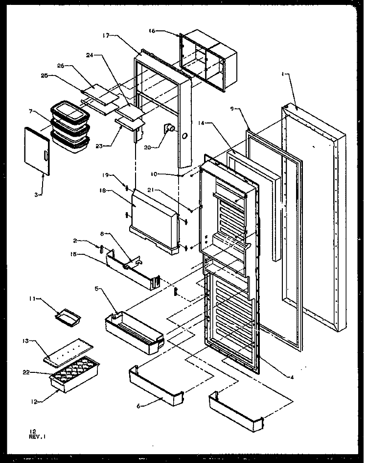 REF DOOR Diagram and Parts List for SZ25NW P1162707W W Amana Refrigerator
