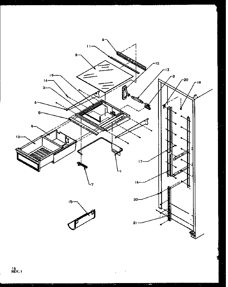 REF SHELVING AND DRAWERS Diagram and Parts List for SZ25NW P1162707W W Amana Refrigerator