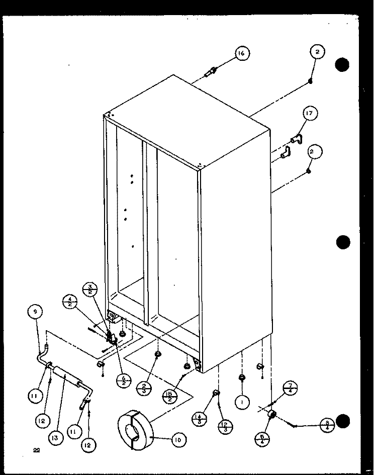 DRAIN AND ROLLERS Diagram and Parts List for 36081 P1108701W Litton Refrigerator