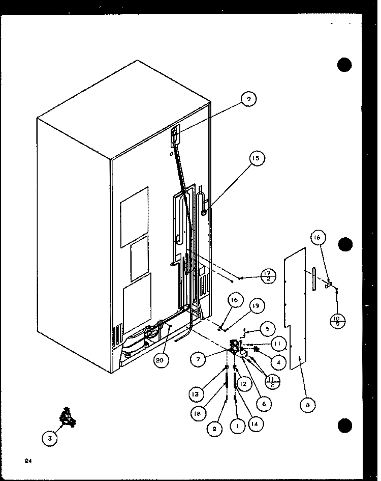 CABINET BACK Diagram and Parts List for 36081 P1108701W Litton Refrigerator