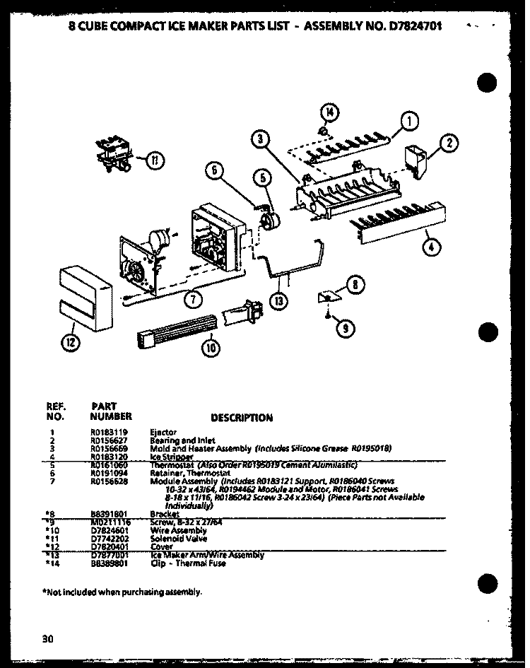 Page 14 Diagram and Parts List for 36081 P1108701W Litton Refrigerator