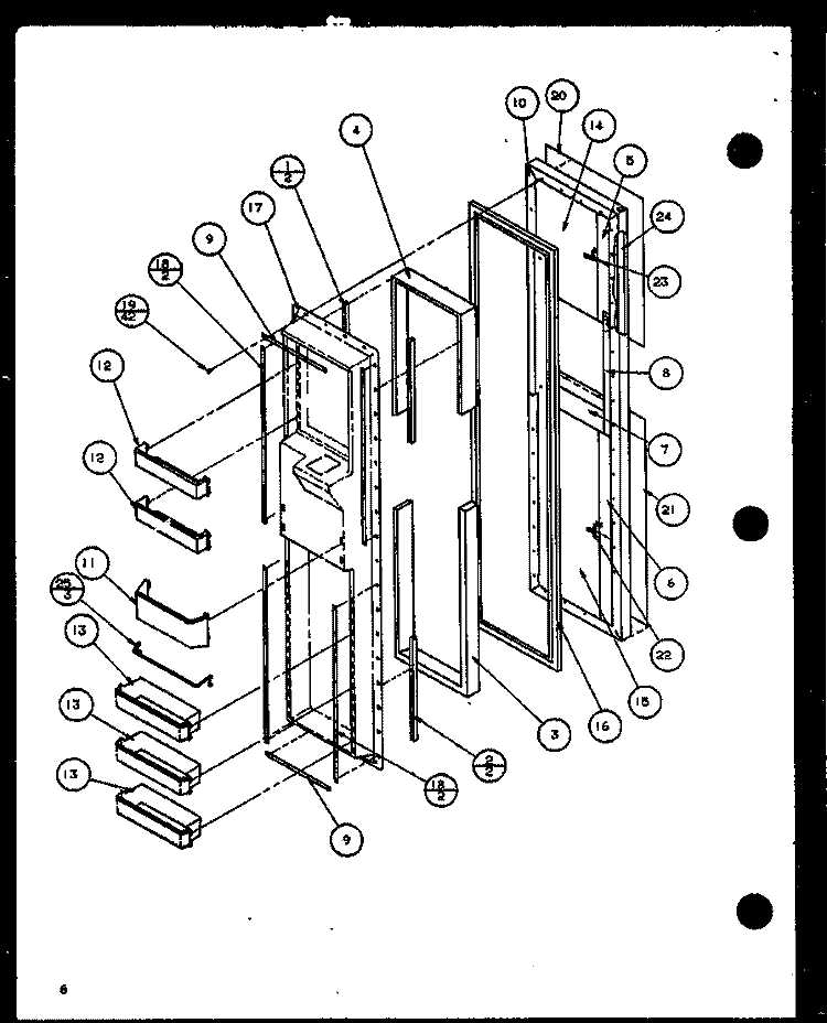FZ DOOR Diagram and Parts List for SZDE25KB P1116802W Amana Refrigerator