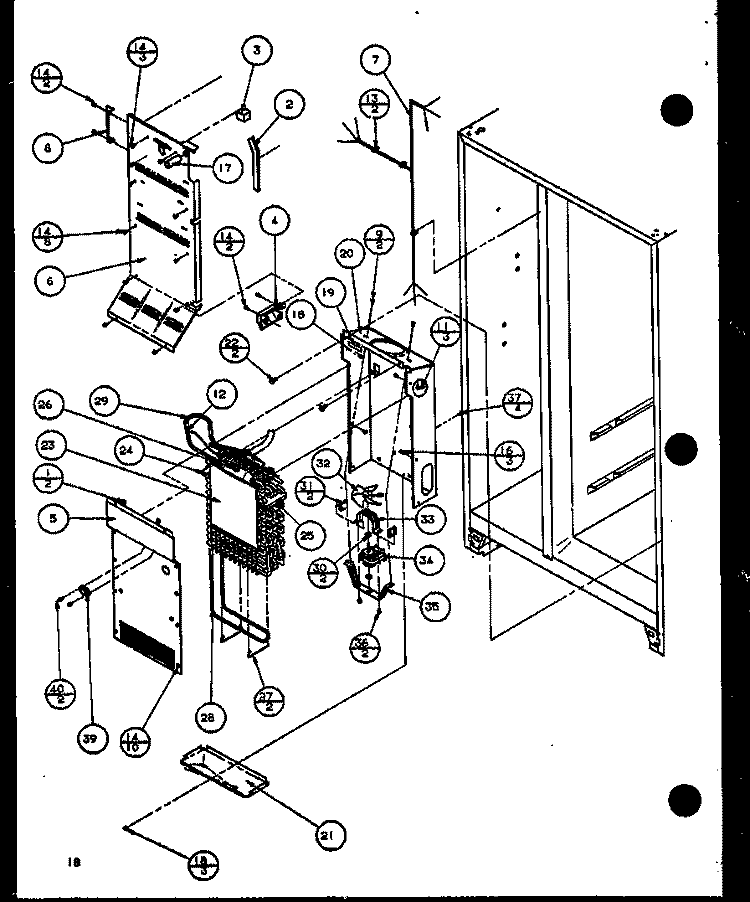 EVAP AND AIR HANDLING Diagram and Parts List for SZDE25KB P1116802W Amana Refrigerator