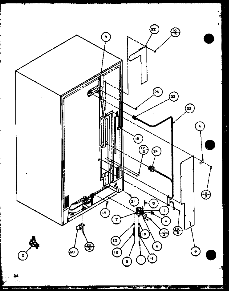 CABINET BACK Diagram and Parts List for SZDE25KB P1116802W Amana Refrigerator