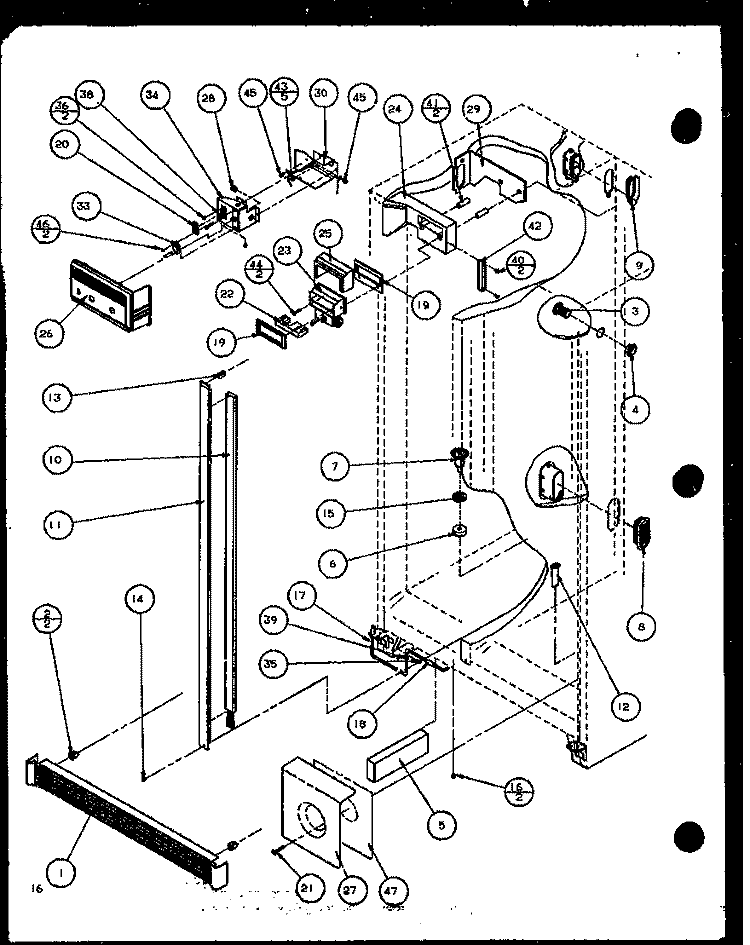 REF / FZ CONTROLS AND CABINET PARTS Diagram and Parts List for 36598 P1115604W Litton Refrigerator