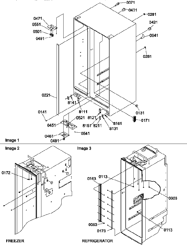 Cabinet Parts Diagram and Parts List for SGD22TL-P1303510WL  Amana Refrigerator