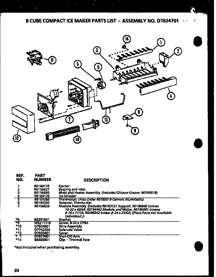 ICE MAKER Diagram and Parts List for 36598 P1115604W Litton Refrigerator