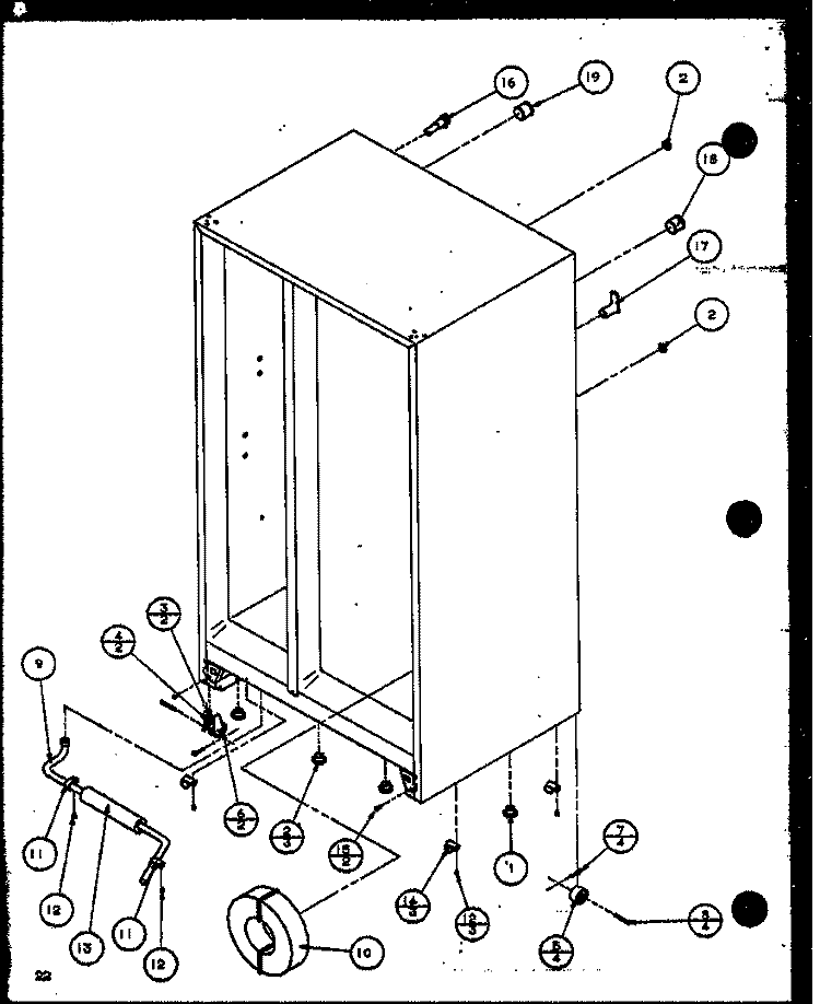DRAIN AND ROLLERS Diagram and Parts List for 36091 P1115903W Litton Refrigerator