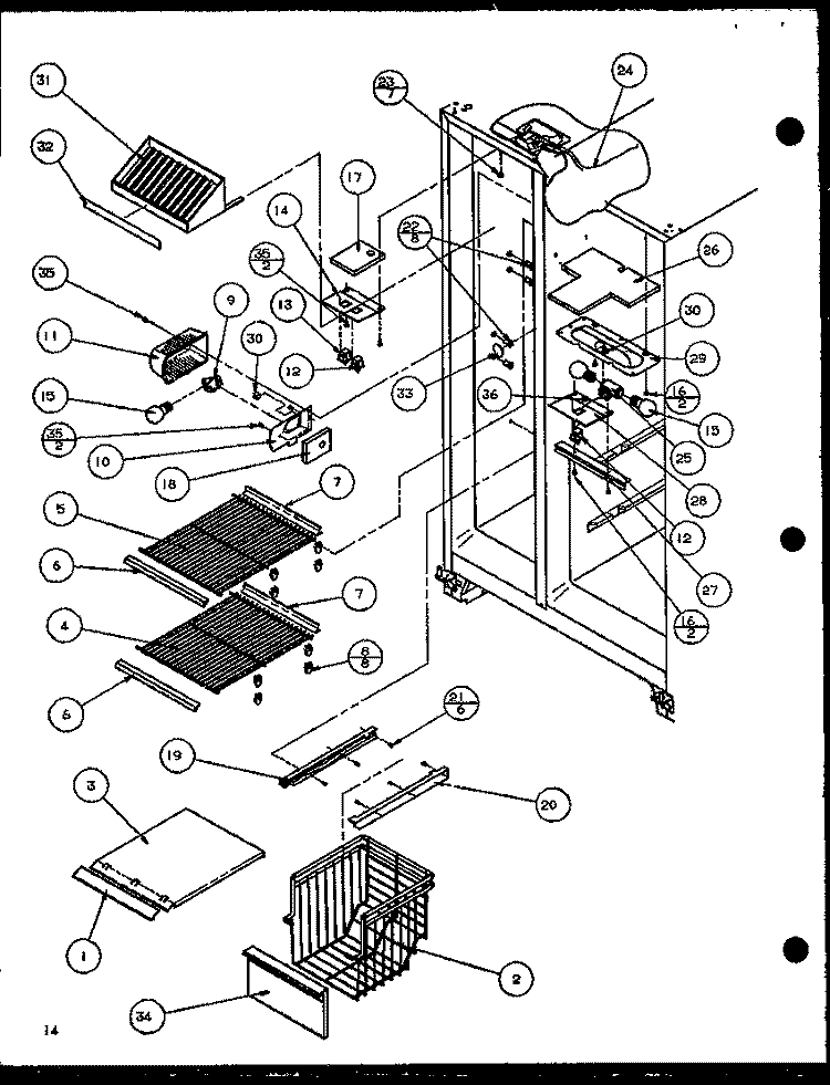 FZ SHELVING AND REF LIGHT Diagram and Parts List for SBD20K P1117701W W Amana Refrigerator