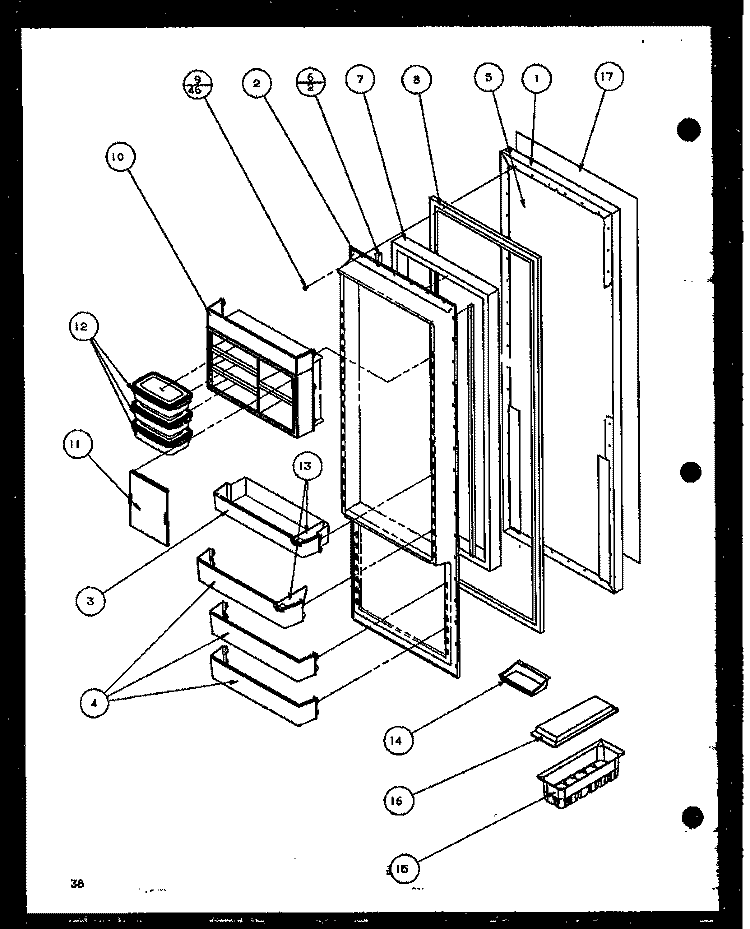 REF DOOR Diagram and Parts List for SZD20K P1117702W Amana Refrigerator
