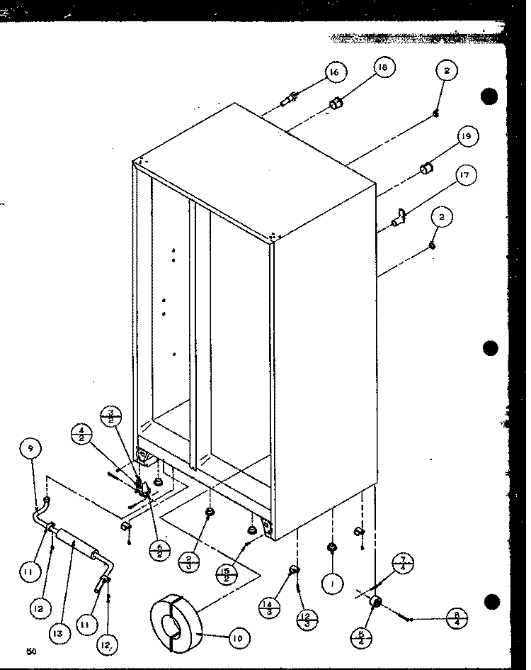 DRAIN AND ROLLERS Diagram and Parts List for SZD20K P1117702W Amana Refrigerator