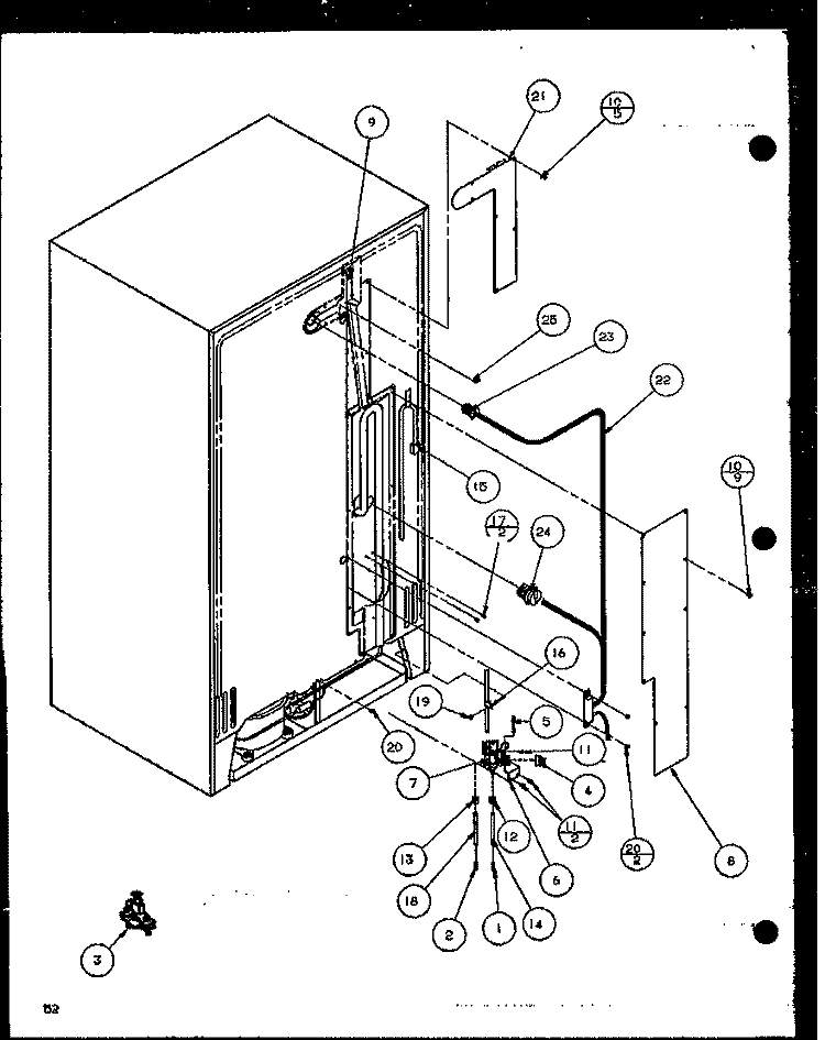 CABINET BACK Diagram and Parts List for SZD20K P1117702W Amana Refrigerator
