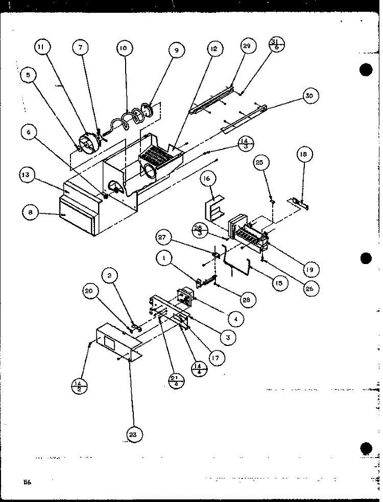 ICE BUCKET AND ICE MAKER Diagram and Parts List for SZD20K P1117702W Amana Refrigerator