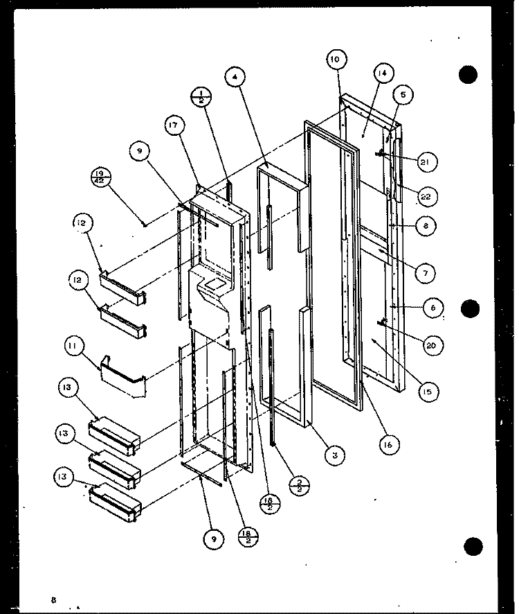 FZ DOOR Diagram and Parts List for 36568 P1115504W Litton Refrigerator